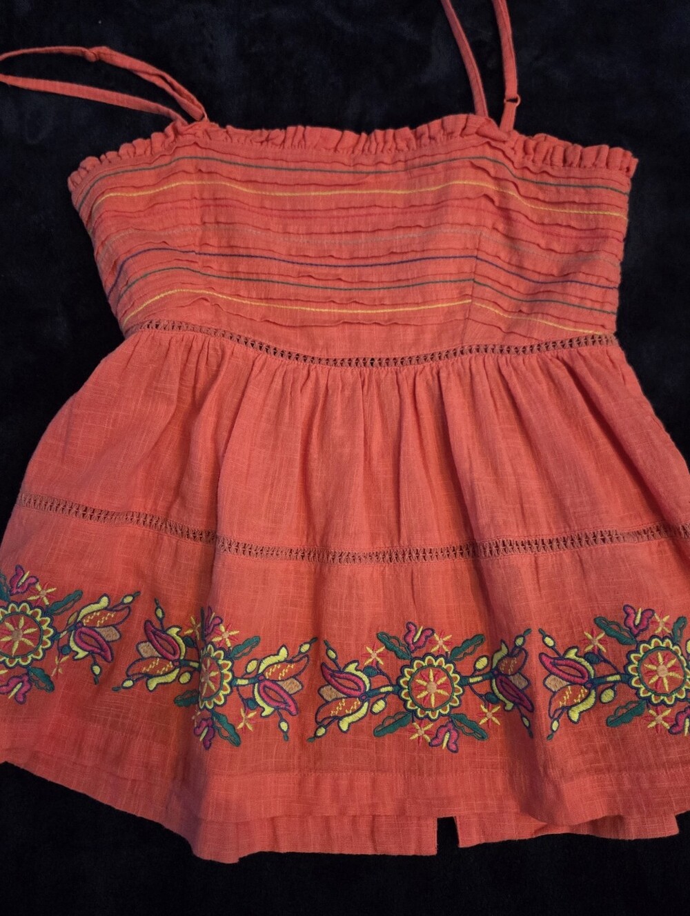 ROAN JARA Coral Embroidered Top, Size XS